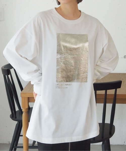 ロンT出品しました セール】アソート箔プリントBIGロンT（Tシャツ/カットソー