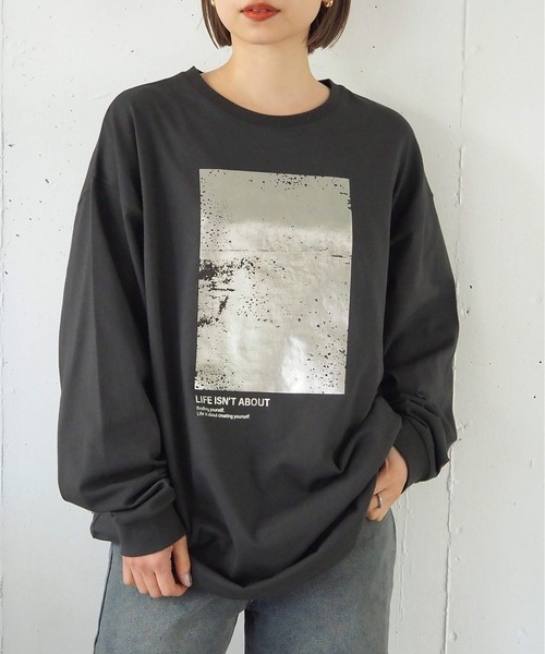 セール】アソート箔プリントBIGロンT（Tシャツ/カットソー