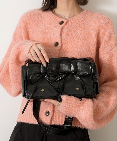 セール】マルチポケット リボンショルダーバッグ（ショルダーバッグ