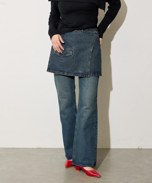 Oriens JOURNAL STANDARD（オリエンス ジャーナルスタンダード）の「別注【Oriens×Cimarron】Wrap Skirt：ラップミニスカート（スカート・レディース・ブルー系その他/ブラウン・FREE）」の2枚目の写真