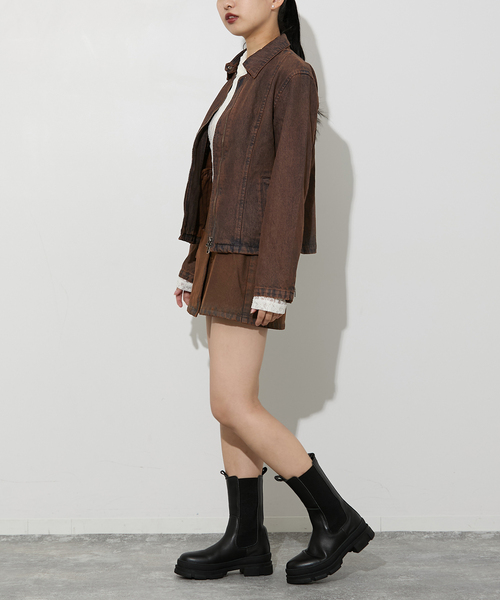 Oriens JOURNAL STANDARD（オリエンス ジャーナルスタンダード）の「別注【Oriens×Cimarron】Wrap Skirt：ラップミニスカート（スカート・レディース・ブルー系その他/ブラウン・FREE）」の11枚目の写真