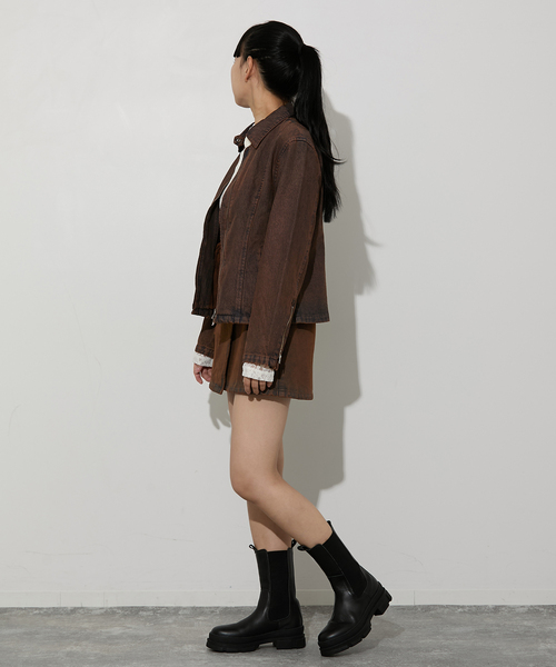 Oriens JOURNAL STANDARD（オリエンス ジャーナルスタンダード）の「別注【Oriens×Cimarron】Wrap Skirt：ラップミニスカート（スカート・レディース・ブルー系その他/ブラウン・FREE）」の12枚目の写真
