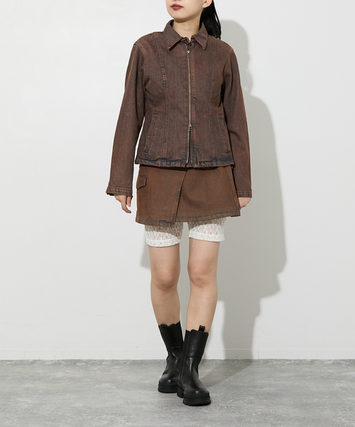 Oriens JOURNAL STANDARD（オリエンス ジャーナルスタンダード）の「別注【Oriens×Cimarron】Wrap Skirt：ラップミニスカート（スカート・レディース・ブルー系その他/ブラウン・FREE）」の14枚目の写真