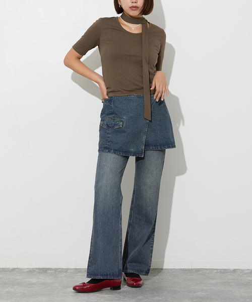 Oriens JOURNAL STANDARD（オリエンス ジャーナルスタンダード）の「別注【Oriens×Cimarron】Wrap Skirt：ラップミニスカート（スカート・レディース・ブルー系その他/ブラウン・FREE）」の15枚目の写真
