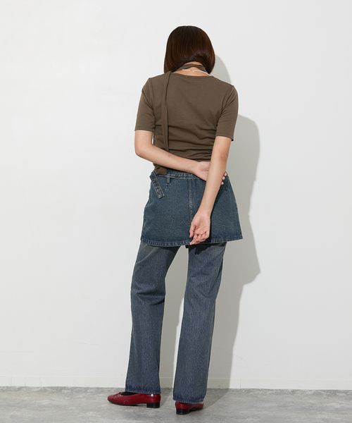 Oriens JOURNAL STANDARD（オリエンス ジャーナルスタンダード）の「別注【Oriens×Cimarron】Wrap Skirt：ラップミニスカート（スカート・レディース・ブルー系その他/ブラウン・FREE）」の16枚目の写真