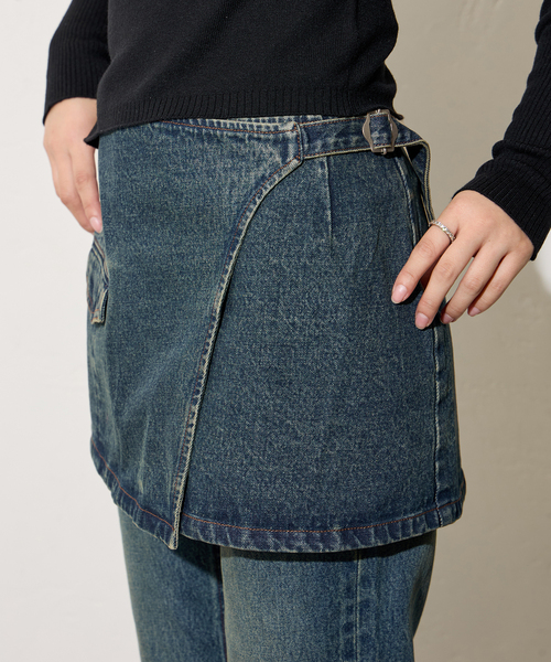 Oriens JOURNAL STANDARD（オリエンス ジャーナルスタンダード）の「別注【Oriens×Cimarron】Wrap Skirt：ラップミニスカート（スカート・レディース・ブルー系その他/ブラウン・FREE）」の19枚目の写真