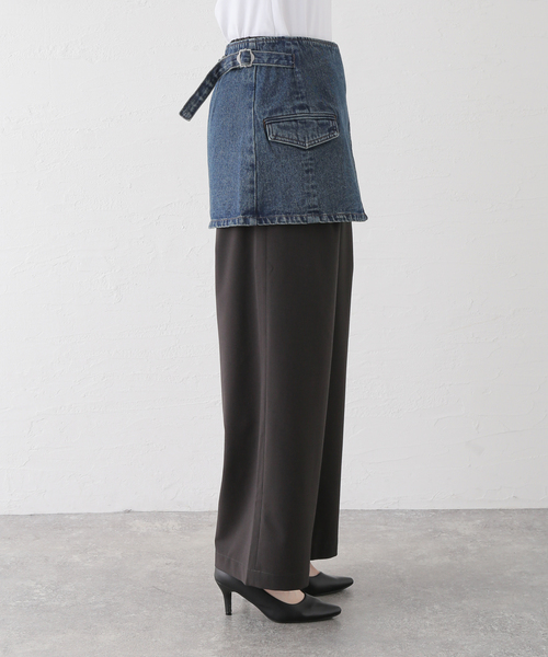 Oriens JOURNAL STANDARD（オリエンス ジャーナルスタンダード）の「別注【Oriens×Cimarron】Wrap Skirt：ラップミニスカート（スカート・レディース・ブルー系その他/ブラウン・FREE）」の3枚目の写真
