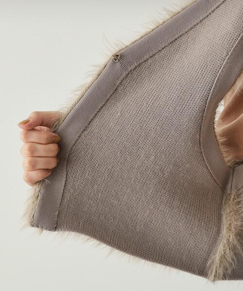 OPAQUE.CLIP（オペークドットクリップ）の「◆シャギーニット ショートベスト【洗濯機洗い可】（ベスト・レディース・チャコールグレー/ベージュ・38/40）」の18枚目の写真