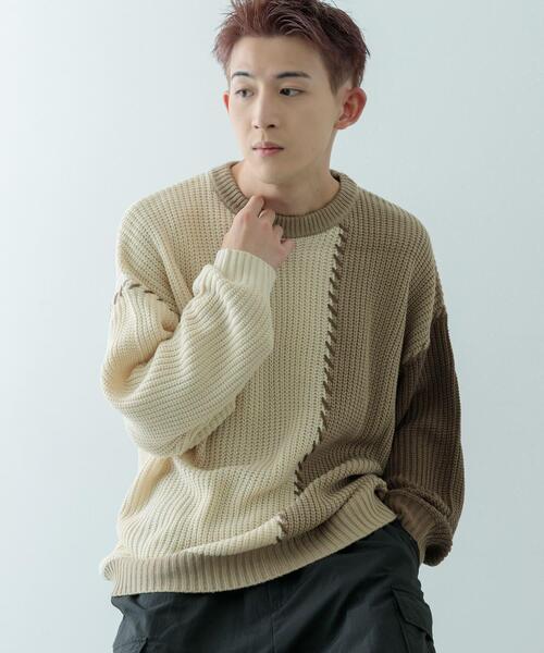 【セール】ブランケットステッチ パッチワークニット（ニット/セーター）｜ITEMS URBANRESEARCH（アイテムズ アーバンリサーチ）