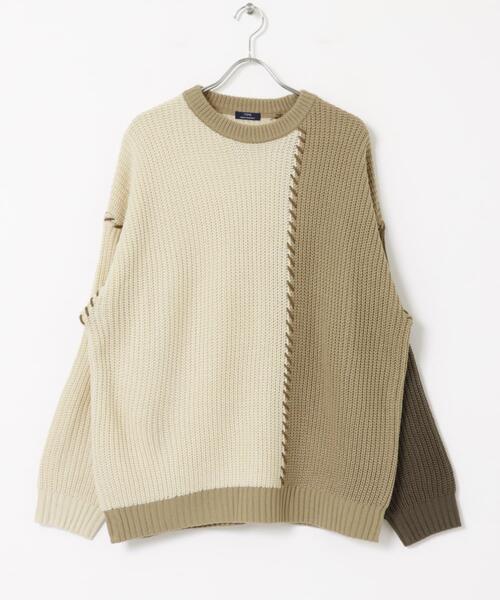 ITEMS URBANRESEARCH(アイテムズ アーバンリサーチ)の「ブランケットステッチ パッチワークニット(ニット/セーター・メンズ・ホワイト/ブラック・MEDIUM/LARGE)」の8枚目の写真