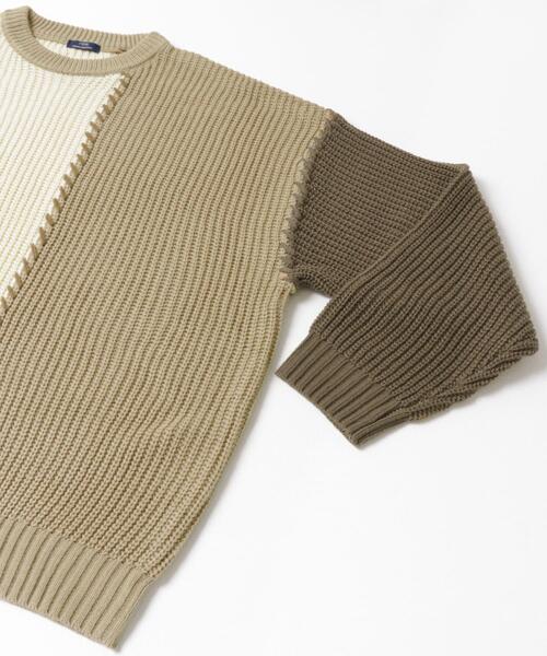 ITEMS URBANRESEARCH(アイテムズ アーバンリサーチ)の「ブランケットステッチ パッチワークニット(ニット/セーター・メンズ・ホワイト/ブラック・MEDIUM/LARGE)」の9枚目の写真