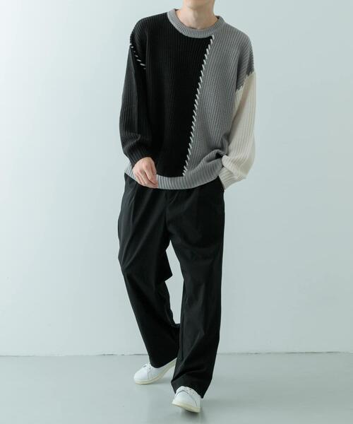 ITEMS URBANRESEARCH(アイテムズ アーバンリサーチ)の「ブランケットステッチ パッチワークニット(ニット/セーター・メンズ・ホワイト/ブラック・MEDIUM/LARGE)」の17枚目の写真