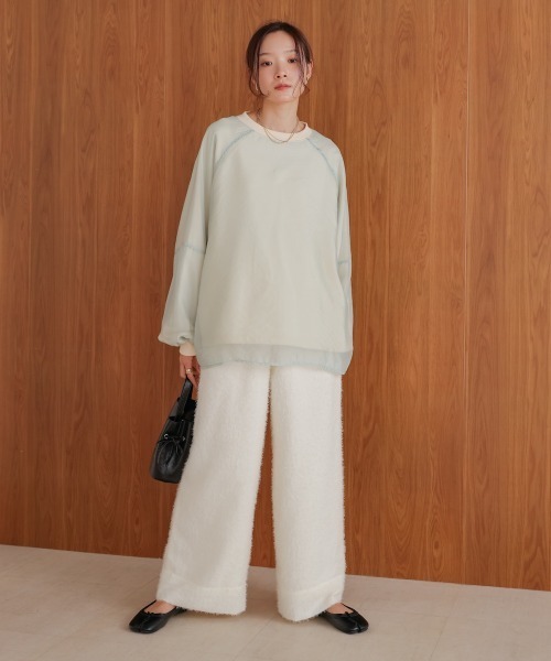 Bab(バブ)の「【S・M・Lサイズ展開あり】シャギーストレートパンツ(その他パンツ・レディース・アイボリー/ブラック・S/L/M)」の4枚目の写真