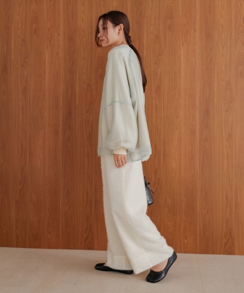 Bab(バブ)の「【S・M・Lサイズ展開あり】シャギーストレートパンツ(その他パンツ・レディース・アイボリー/ブラック・S/L/M)」の6枚目の写真