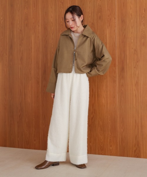 Bab(バブ)の「【S・M・Lサイズ展開あり】シャギーストレートパンツ(その他パンツ・レディース・アイボリー/ブラック・S/L/M)」の12枚目の写真