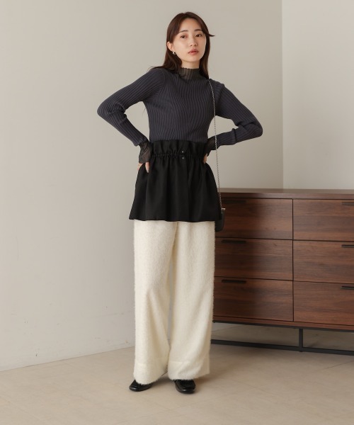 Bab(バブ)の「【S・M・Lサイズ展開あり】シャギーストレートパンツ(その他パンツ・レディース・アイボリー/ブラック・S/L/M)」の15枚目の写真