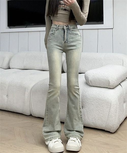 FREE STYLISTS（フリー スタイリスト）の「美脚ハイウエストフレアデニムパンツ（デニムパンツ・レディース・ブラック/ライトブルー・L/XL/2XL/XS/S/M）」の11枚目の写真