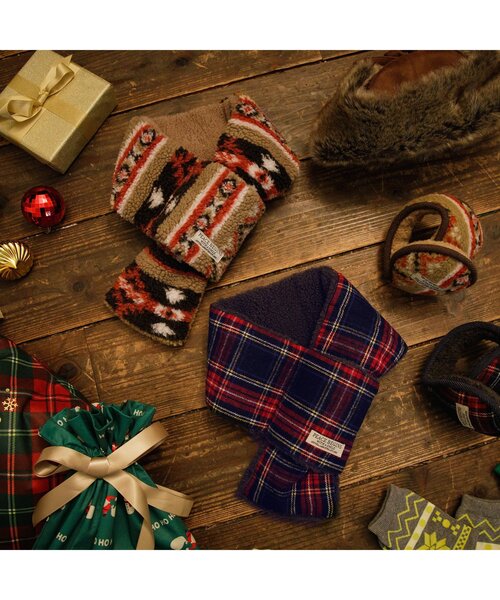 BREEZE（ブリーズ）の「チェック&ノルディックマフラー（マフラー・キッズ・ネイビー/ブラウン・MEDIUM/SMALL）」の4枚目の写真