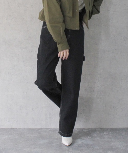 SELECT LEVERY(セレクトリベリー)の「カラーステッチペインターデニムパンツ(デニムパンツ・レディース・ブラック/ブルー/ネイビー・X-LARGE/LARGE/MEDIUM/SMALL)」の6枚目の写真