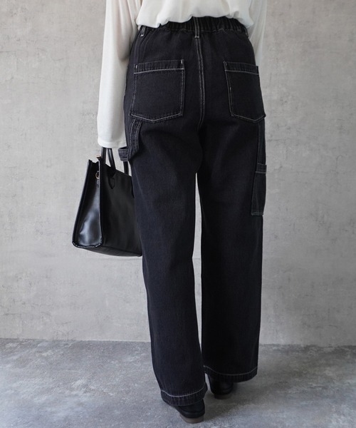 SELECT LEVERY(セレクトリベリー)の「カラーステッチペインターデニムパンツ(デニムパンツ・レディース・ブラック/ブルー/ネイビー・X-LARGE/LARGE/MEDIUM/SMALL)」の9枚目の写真