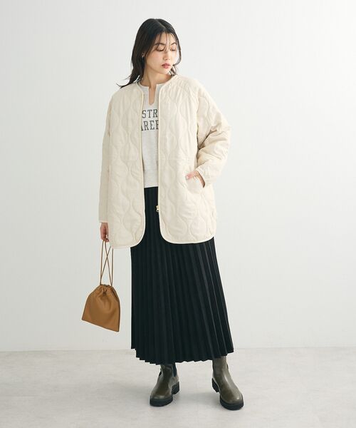 Green Parks(グリーンパークス)の「撥水加工 キルティングZIPブルゾン(ブルゾン・レディース・ブラック/ハウンドトゥース/グレイッシュベージュ/ホワイト系その他2・FREE)」の16枚目の写真