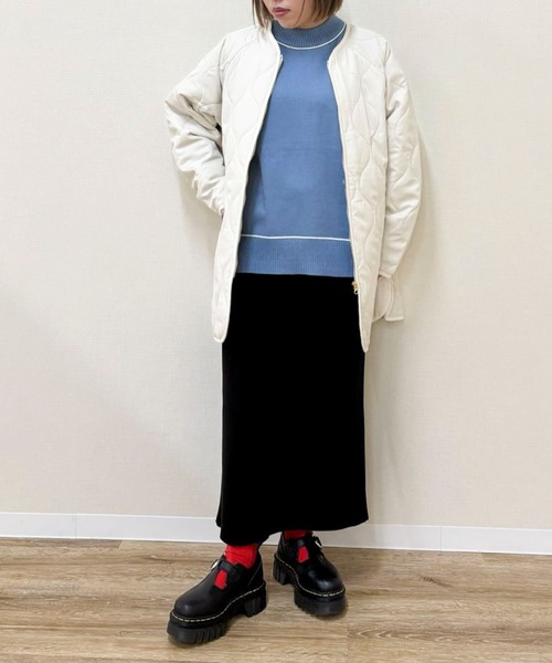 Green Parks(グリーンパークス)の「撥水加工 キルティングZIPブルゾン(ブルゾン・レディース・ブラック/ハウンドトゥース/グレイッシュベージュ/ホワイト系その他2・FREE)」の7枚目の写真