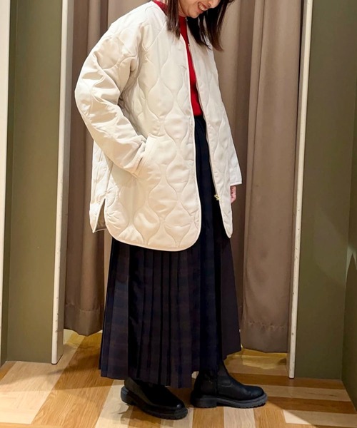 Green Parks(グリーンパークス)の「撥水加工 キルティングZIPブルゾン(ブルゾン・レディース・ブラック/ハウンドトゥース/グレイッシュベージュ/ホワイト系その他2・FREE)」の8枚目の写真