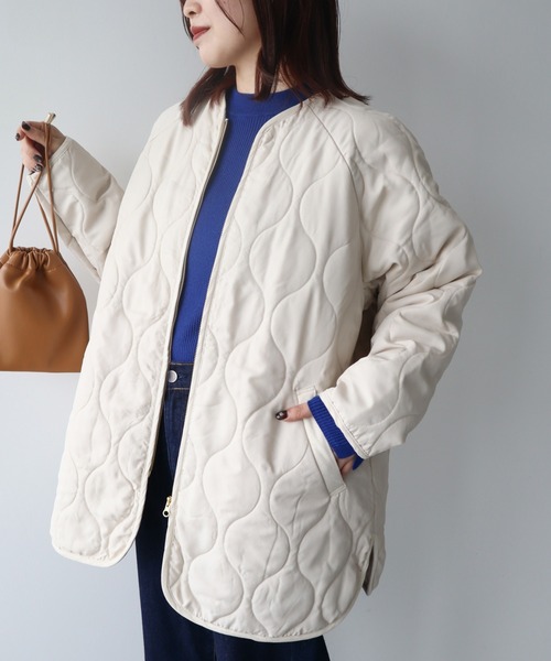 Green Parks(グリーンパークス)の「撥水加工 キルティングZIPブルゾン(ブルゾン・レディース・ブラック/ハウンドトゥース/グレイッシュベージュ/ホワイト系その他2・FREE)」の12枚目の写真