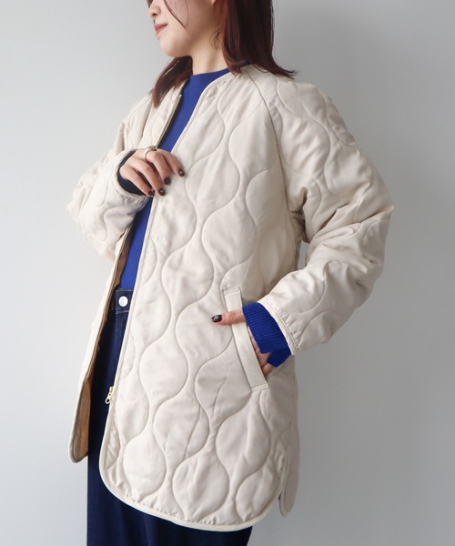 Green Parks(グリーンパークス)の「撥水加工 キルティングZIPブルゾン(ブルゾン・レディース・ブラック/ハウンドトゥース/グレイッシュベージュ/ホワイト系その他2・FREE)」の13枚目の写真