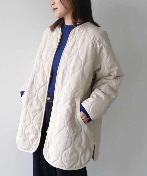 Green Parks(グリーンパークス)の「撥水加工 キルティングZIPブルゾン(ブルゾン・レディース・ブラック/ハウンドトゥース/グレイッシュベージュ/ホワイト系その他2・FREE)」の11枚目の写真