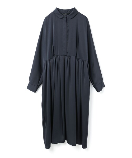 【セール】mizuiro ind サテンラウンドカラーフロントフライワンピース（ワンピース）｜mizuiroind（ミズイロインド）
