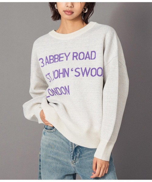 Settimissimo(セッティミッシモ)の「ラメジャガードロゴニット2WAYプルオーバー(ニット/セーター・レディース・ブラウン/オフホワイト・FREE)」の1枚目の写真