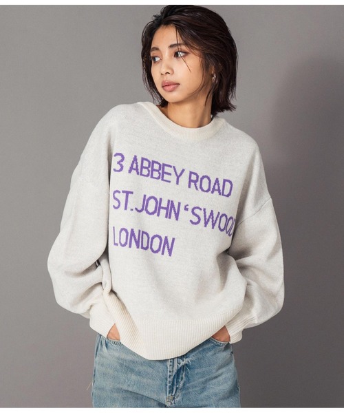 Settimissimo(セッティミッシモ)の「ラメジャガードロゴニット2WAYプルオーバー(ニット/セーター・レディース・ブラウン/オフホワイト・FREE)」の3枚目の写真