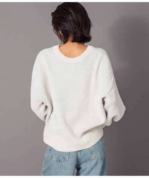 Settimissimo(セッティミッシモ)の「ラメジャガードロゴニット2WAYプルオーバー(ニット/セーター・レディース・ブラウン/オフホワイト・FREE)」の5枚目の写真