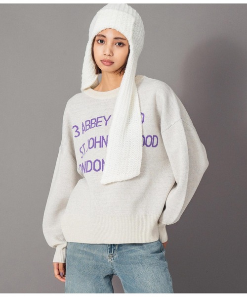 Settimissimo(セッティミッシモ)の「ラメジャガードロゴニット2WAYプルオーバー(ニット/セーター・レディース・ブラウン/オフホワイト・FREE)」の6枚目の写真