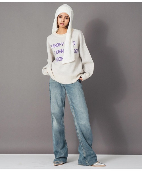 Settimissimo(セッティミッシモ)の「ラメジャガードロゴニット2WAYプルオーバー(ニット/セーター・レディース・ブラウン/オフホワイト・FREE)」の8枚目の写真