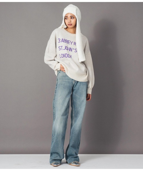 Settimissimo(セッティミッシモ)の「ラメジャガードロゴニット2WAYプルオーバー(ニット/セーター・レディース・ブラウン/オフホワイト・FREE)」の9枚目の写真