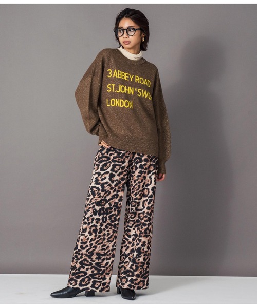 Settimissimo(セッティミッシモ)の「ラメジャガードロゴニット2WAYプルオーバー(ニット/セーター・レディース・ブラウン/オフホワイト・FREE)」の14枚目の写真