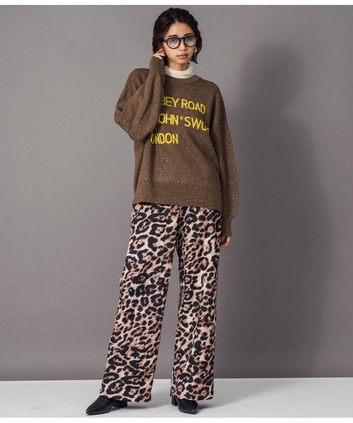 Settimissimo(セッティミッシモ)の「ラメジャガードロゴニット2WAYプルオーバー(ニット/セーター・レディース・ブラウン/オフホワイト・FREE)」の15枚目の写真