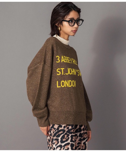 Settimissimo(セッティミッシモ)の「ラメジャガードロゴニット2WAYプルオーバー(ニット/セーター・レディース・ブラウン/オフホワイト・FREE)」の12枚目の写真