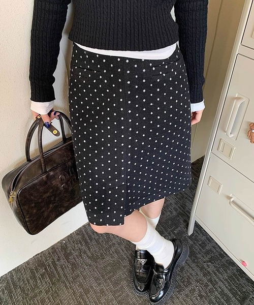 【 MEMECLE / メメクル 】ドット柄 ミディスカート（スカート）｜MEMECLE（メメクル）