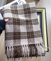 2ly2（トゥーリートゥー）の「クラシックチェック柄 ボリュームたっぷり フリンジマフラー（マフラー）」