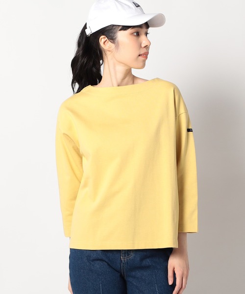 Grand PARK（グランドパーク）の「日本製　デラヴェ天竺カットソー ムジ（Tシャツ/カットソー・レディース・イエロー/サックスブルー/グリーン・FREE）」の3枚目の写真