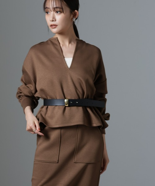 即日発送　ナノユニバース　毛皮襟　ケープマント 毛玉レス ニット 3way リブ タートル トップス