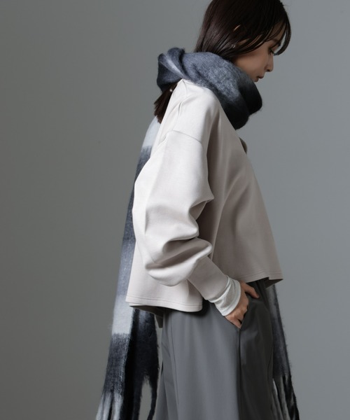 NANO universe（ナノユニバース）の「裏起毛ダンボールカットキーネックトップス（セットアップ可）（Tシャツ/カットソー・レディース・ブラック/ベージュ/キャメル・FREE）」の5枚目の写真