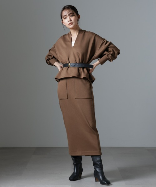 NANO universe（ナノユニバース）の「裏起毛ダンボールカットキーネックトップス（セットアップ可）（Tシャツ/カットソー・レディース・ブラック/ベージュ/キャメル・FREE）」の19枚目の写真