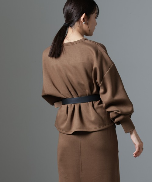 NANO universe（ナノユニバース）の「裏起毛ダンボールカットキーネックトップス（セットアップ可）（Tシャツ/カットソー・レディース・ブラック/ベージュ/キャメル・FREE）」の12枚目の写真