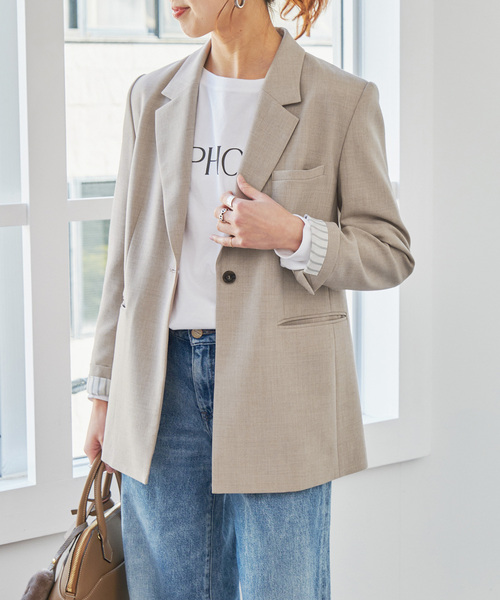Spick & Span(スピックアンドスパン)の「ドライTW1Bジャケット(テーラードジャケット・レディース・ベージュ/ダークブルー・36/38)」の7枚目の写真