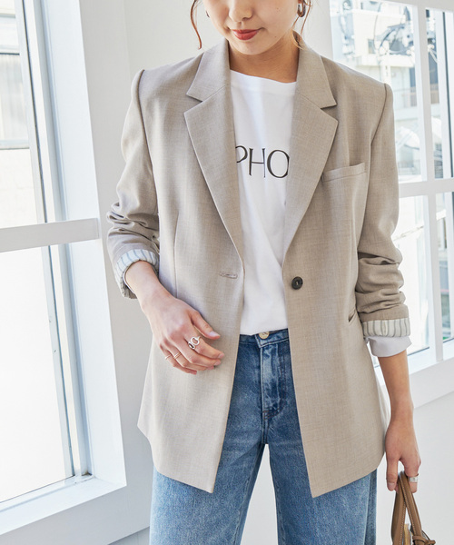 Spick & Span(スピックアンドスパン)の「ドライTW1Bジャケット(テーラードジャケット・レディース・ベージュ/ダークブルー・36/38)」の5枚目の写真