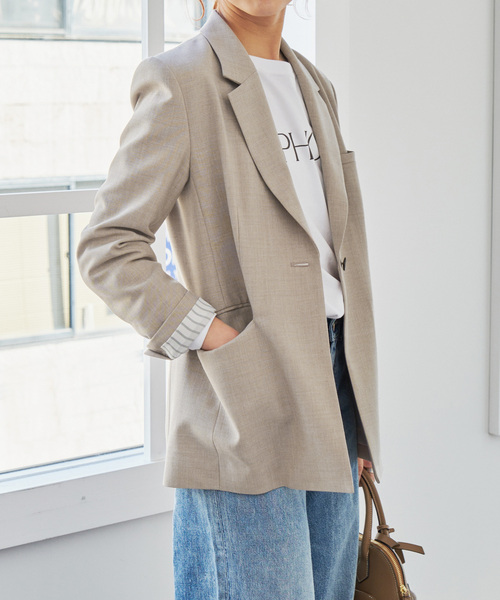 Spick & Span(スピックアンドスパン)の「ドライTW1Bジャケット(テーラードジャケット・レディース・ベージュ/ダークブルー・36/38)」の9枚目の写真